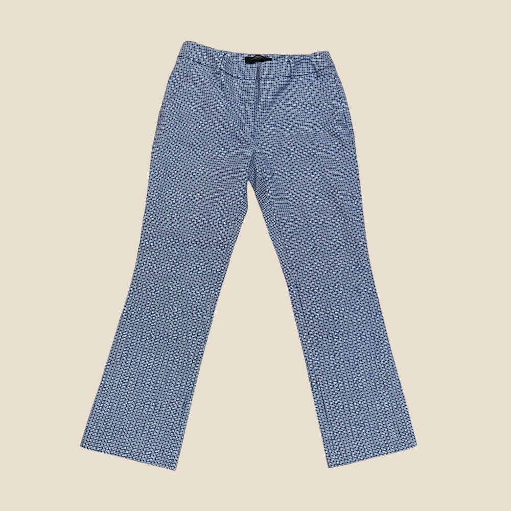 Weekend Max Mara Capri Flare Pants Women 4 Blue White Geometric Stretch Designer